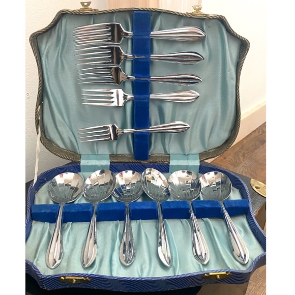 Vintage Sheffield, Eng. Fork & Spoon boxes set - Picture 1 of 16
